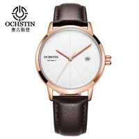 Montres automatiques pour hommes OCHSTIN 62025D avec bracelet en cuir, affichage de la date, étanches, montres de sport pour affaires, montres mécaniques à bracelet