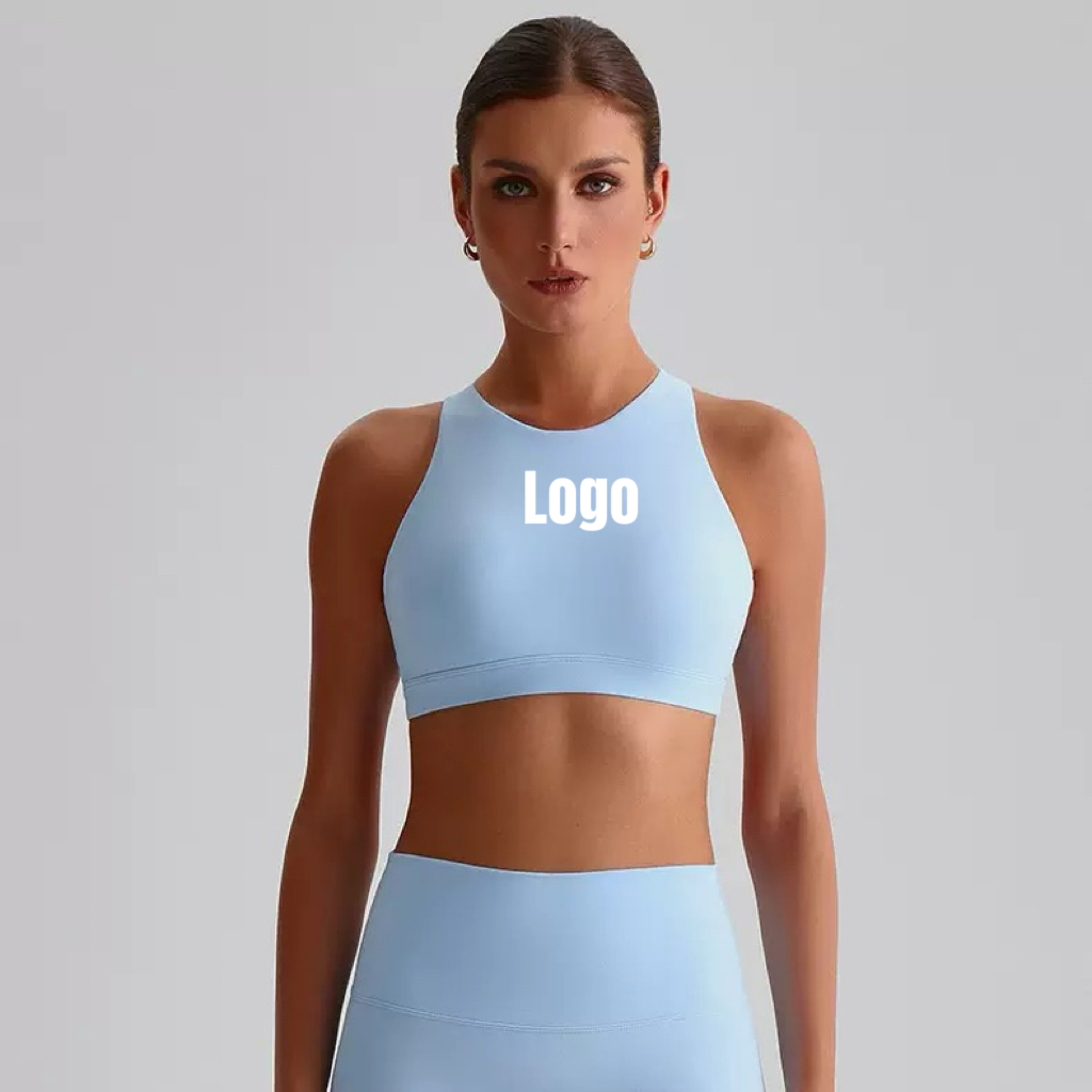 Women's Cross Back Sports Bra Halter Neck Workout Crop Tank Tops with Removable Pads