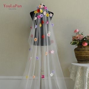 YouLaPan V277 R <span class=keywords><strong>voile</strong></span> de fleurs colorées convient aux cérémonies <span class=keywords><strong>en</strong></span> plein air pelouse mariage mariées Festival Performance robes - Product Image 2