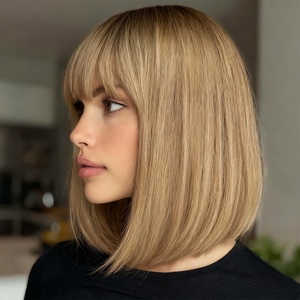 SMILCO Popular Fashion <strong>Wigs</strong> Europe and America Light Brown Short Hair and Bangs <strong>Wig</strong> 613 Frontal <strong>Wig</strong> SM167 - Product Image 2