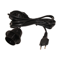 Câble d'alimentation plat à 2 fils, prise européenne Kema Keur Vde, interrupteur, support de lampe E27