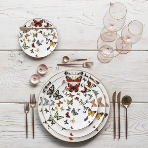 Assiette en porcelaine de style nordique pour la salle à manger, bord doré, vaisselle en porcelaine osseuse, assiette de mariage, assiette en céramique avec bord doré - Product Image 4
