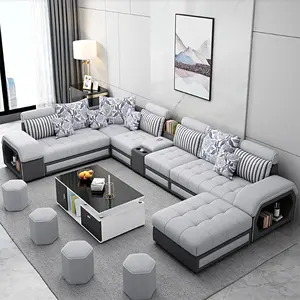 工場卸売モダンなデザインのリビングルームの家具生地断面ソファセット7席のソファ