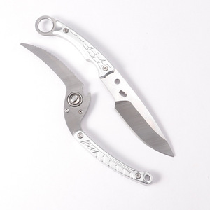 Stainless Steel Kitchen Shears Automatic Spring Loaded <b>Meat</b> <b>Poultry</b> Cutter Outdoor Camping Tool - Product Image 4