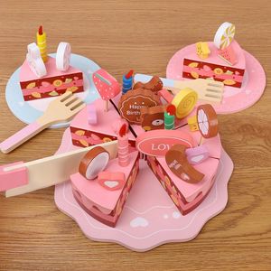 Jeu de blocs en bois pour enfants : cuisine éducative, gâteau d'anniversaire à découper avec bougies, aliments de jeu d'imitation pour tout-petits - Product Image 2