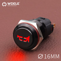Klaxon de voiture 16mm, bouton métallique étanche noir, interrupteur de panneau de klaxon instantané à tête haute LED, IP671NO1NC