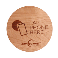 Carte NFC en bois RFID imprimable avec logo, 13,56 MHz, autocollant intelligent programmable pour cafés et magasins de détail (seulement pour les avis)