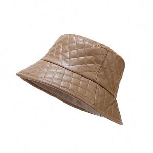 <b>Small</b> Plaid Leather Fisherman Hat Simple Art Casual Outdoor Sun Protection Distressed Custom <b>Bucket</b> Hat - Product Image 5