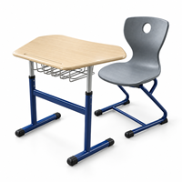 Ensemble Chaise et Table d'Écolier Moderne et Réglable, Confortable, en Plastique Rigide 6H, Durable, pour Étudiants, Maison, Bureau, Hôtel, Garantie 15 Ans
