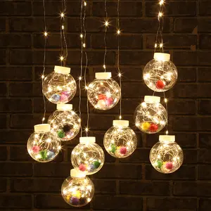 Bola de natal transparente glittering decoração preenchido com luzes led personalizar a fábrica enfeites para pendurar árvores festa ao ar livre