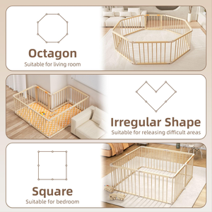 8 Panel Wooden Pet <strong>Playpen</strong> with Door Foldable Indoor Play Yard for <strong>Puppies</strong> Cats Small Animals - Product Image 6