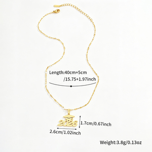 Collar con Colgante de <span class=keywords><strong>Gorra</strong></span> de Graduación 2026, Minimalista, Impermeable, de Acero Inoxidable Antideslustre, en Oro y Plata, para Graduados - Product Image 3