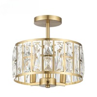 Lampe en fer et cristal de style américain, élégante, nordique, moderne, minimaliste, créative, éclairage de plafond pour salle à manger, chambre à coucher, salon