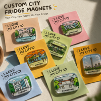 Aimants de réfrigérateur personnalisés avec logo, en acrylique, cadeau promotionnel, souvenirs de voyage, impression couleur, fournisseur OEM