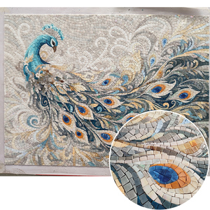 <span class=keywords><strong>Mosaico</strong></span> in <span class=keywords><strong>Vetro</strong></span> Fatto a Mano con Pavone Blu, Dipinto Artistico di Uccelli per Decorazione Murale, Design Personalizzato di Lusso per Casa, Hotel, Villa - Product Image 1