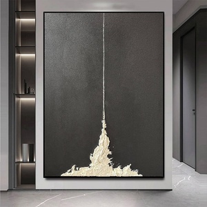 Peinture abstraite contemporaine sur toile encadrée, texture neutre, pour salon, hôtel et décoration murale commerciale - Product Image 1