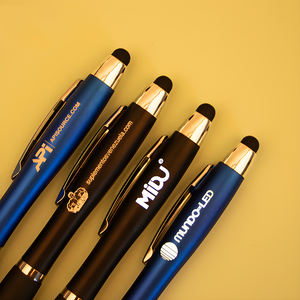 Stylo tactile mobile multifonction avec logo personnalisé, torche LED, stylo lumineux brillant, stylo publicitaire en plastique, stylo à bille avec logo - Product Image 2