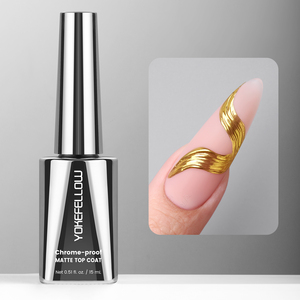 GleamTap <span class=keywords><strong>Top</strong></span> <span class=keywords><strong>Coat</strong></span> Mat Anti-Reflet Formule Sans HEMA & TPO 15ml – Finition Mate Résistante à la Poudre pour Nail Art Effet Chrome Éclatant - Product Image 1