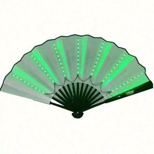 Ventilador de Mano LED Plegable de Bambú Luminoso para Discoteca, Grande, Colorido, con Luz LED, Brilla en la Oscuridad, Venta al por Mayor - Product Image 6