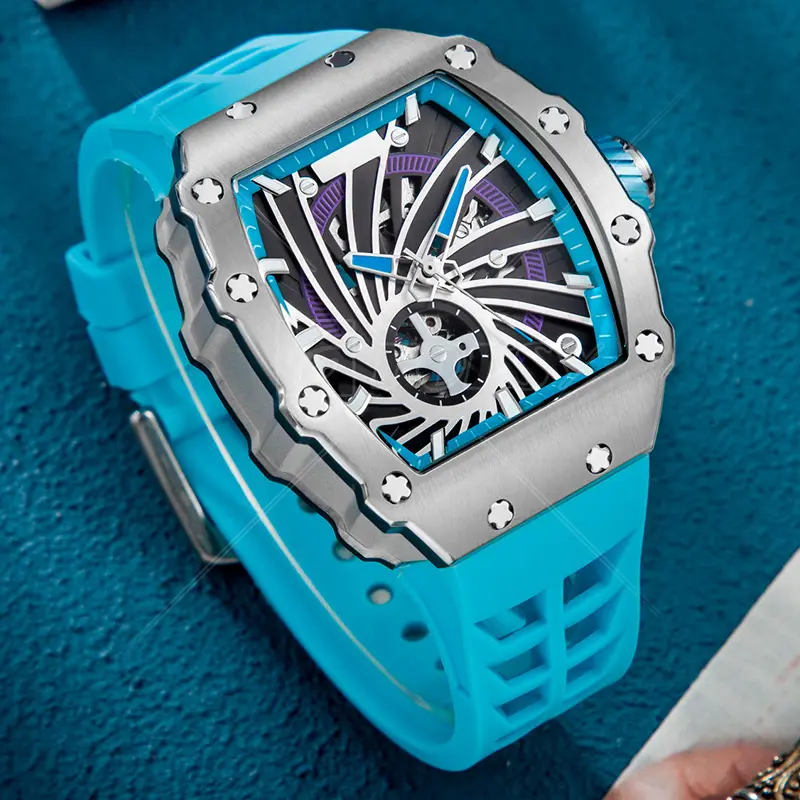 Custom Logo Original Male Automatic Movement Hand Mens Wrist Luxury Skeleton Mechanical Watch