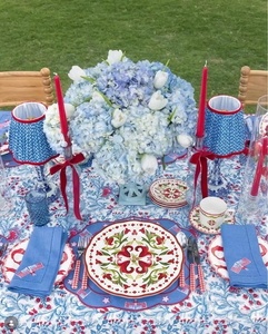 Service de table en céramique rouge à motifs floraux, assiettes en porcelaine à bord festonné, tasses, vaisselle de style vintage, vaisselle en porcelaine fine, ustensiles de cuisine - Product Image 4