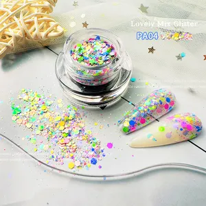 Nail Material Newest Nail Glitter Mix Size Chunky Nails Glitter Sequins Shiny Ultra Thin Mixed Hexagon Flakes