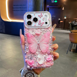 ฟิล์มกันรอยเลนส์กล้องสำหรับเคสใส iPhone 15 ลายผีเสื้อกลิตเตอร์, เคสสำหรับ iPhone 18 Pro Max สำหรับสาวๆ - Product Image 5