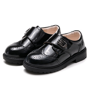 Scarpe Brogue Nere in Pelle Verniciata per Bambini 2026 - Modello Allacciato con Dettagli Brogue e Suola Antiscivolo - Ideali per Feste e Matrimoni - Personalizzabili all'Ingrosso - Product Image 2