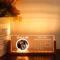 Horloge Intelligente avec Météo, Base LED, Lumière Nocturne, Personnalisation Photo 3D, Sculpture Extérieure en Acrylique, Créative, pour la Maison