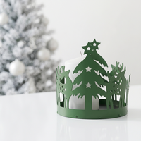 Décorations de table de Noël 2026 : Bougeoirs en métal vert avec motifs découpés d'arbre et de cerf