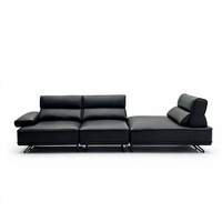 Canapé d'angle moderne en cuir pleine fleur de 3,6 m pour appartement, avec pieds en acier inoxydable, mobilier italien