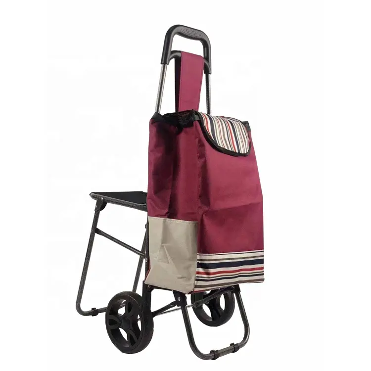 Logo personalizzato Cibo Pieghevole Carrello della Spesa Con Sedile Verdura Shopping Bag Trolley