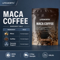 LIFEWORTH Minuman Energi Pria Label Pribadi, Bubuk Herbal Vitalitas, Tongkat Maca Ginseng, Produsen OEM ODM HALAL