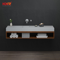 Lavabo en céramique avec meuble de conception artistique, lavabo personnalisé unique avec unité de lavabo de surface solide, fabricant