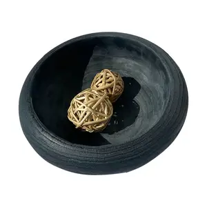 The factory directly approved paulownia bowl black decorated wooden bowl