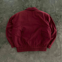 Blouson de travail personnalisé pour homme, robuste, pour pompier, avec bouton à fermoir homard, en denim rouge épais texturé, style bomber, vêtement de travail