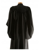 Robe de juge noire de graduation, finition brillante, durable, 100 % polyester, robe de juriste de qualité supérieure, commande en gros, tenue de cour unisexe pour professionnels