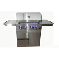 Barbecue extérieur au gaz GPL en acier inoxydable 304 avec 5 brûleurs, fenêtre de visualisation intégrée, brûleur arrière infrarouge et tiroir de rangement extractible