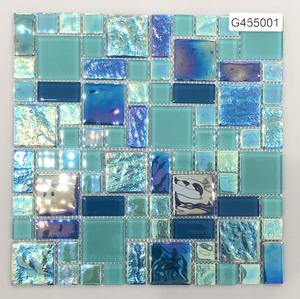 Mosaico de Vidrio Iridiscente de 4mm para <span class=keywords><strong>Paredes</strong></span> con Rejilla, Fácil de Instalar para Piscinas - Product Image 1
