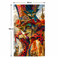 Tableau mural sur toile moderne Steampunk surréaliste 50x88cm, personnage et chat fantaisistes, impression HD pour décoration intérieure créative