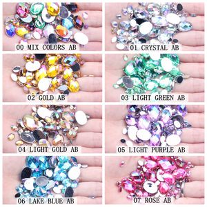 500 pezzi 6x8mm AB Color acrilico cristalli alla rinfusa di forma ovale di terra sfaccettature per unghie - Product Image 3