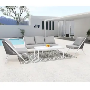 Modern Rattan Wicker Furniture with Cushions Sofa Set Living Room Hotel Resort Sectional Garden Outdoor Sofa