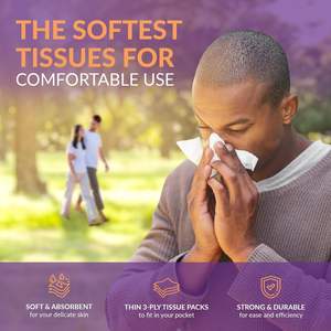 Pañuelos de Bolsillo Ultra Suaves de 3 Capas PAMI, Paquetes Pequeños para Cartera, Toallitas Faciales Fuertes y Absorbentes (Paquete de 8, 10 Unidades) - Product Image 2