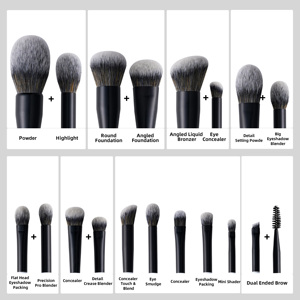 Ym Hot Bán tùy chỉnh đôi đã kết thúc trang điểm bàn chải thiết lập pha trộn Eyeshadow bàn chải cho chất lỏng bột kem mỹ phẩm trang điểm công cụ - Product Image 2