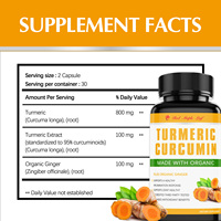 Capsules de curcuma et de curcumine en marque privée OEM, complément alimentaire, vente en gros