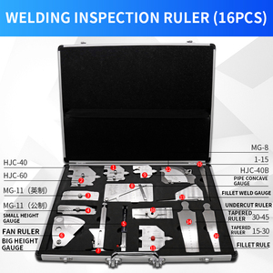 16 adet kaynak göstergesi aracı kiti ile kısa vaka tipi konik ölçer HI-<span class=keywords><strong>LO</strong></span> testi Ulnar boru çukuru cetvel MG-8 kam kaynakçı muayene - Product Image 2