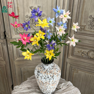 Five-headed Ice Beauty Clematis Silk <b>Flowers</b> Round Wedding <b>Wall</b> Decorations For Banquet Hall <b>Flower</b> <b>Wall</b> - Product Image 1