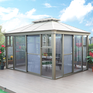 300*400cm Steel <strong>Roof</strong> Winter Garden Sunroom with Sliding <strong>Doors</strong> Modern Design Slant <strong>Roof</strong> - Product Image 3