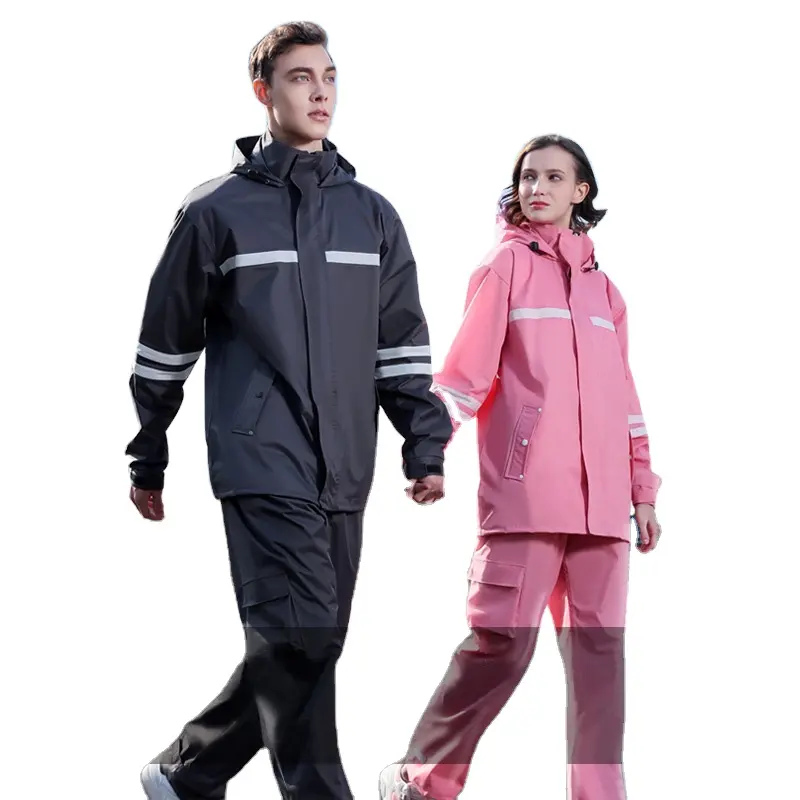 Outdoor Fashion Double-layer Cycling Split Rainsuit Adult Reflective Raincoat Hiking Rain Jacket