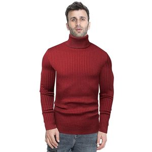 Pull en maille côtelée extensible pour homme, anti-froissement, anti-rétrécissement, vente en gros ODM, couleur unie, nylon/coton, couleur chinée - Product Image 3